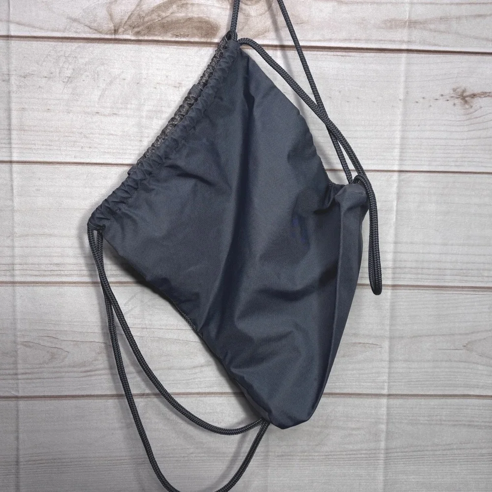 Adidas Drawstring Cinch Bag Grey Navy Rose Gold Metallic Stripes Sackpack Gym - Picture 5 of 7